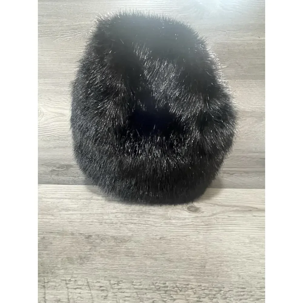Simply Vera Womens Fluffy Fuzzy Black Trapper Aviator Cap Hat